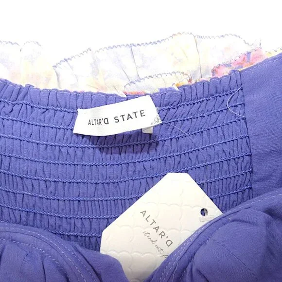 Altar'd State Lavender Floral Tiered Mini Dress Strapless NWT Size S - Picture 5 of 16